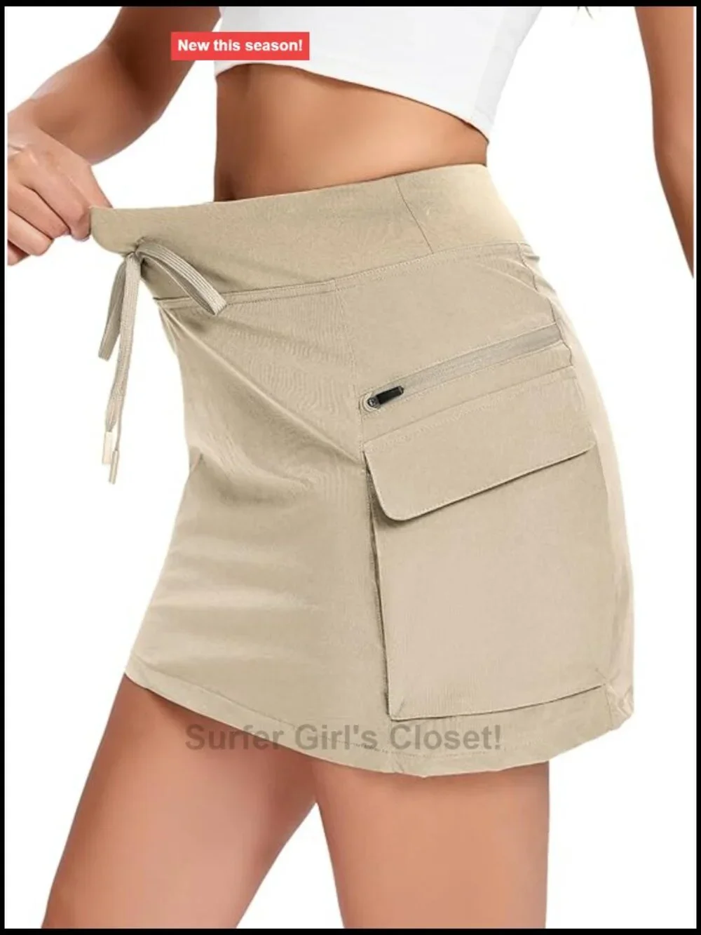 Mini Cargo Skort with Zipper Pockets High Waisted Athletic Skirt